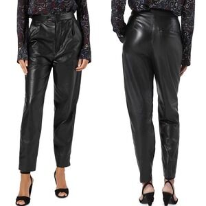 NWT Joie Ducor Vegan Faux Leather Pants Black High Waist Cropped Slim Leg sz 4